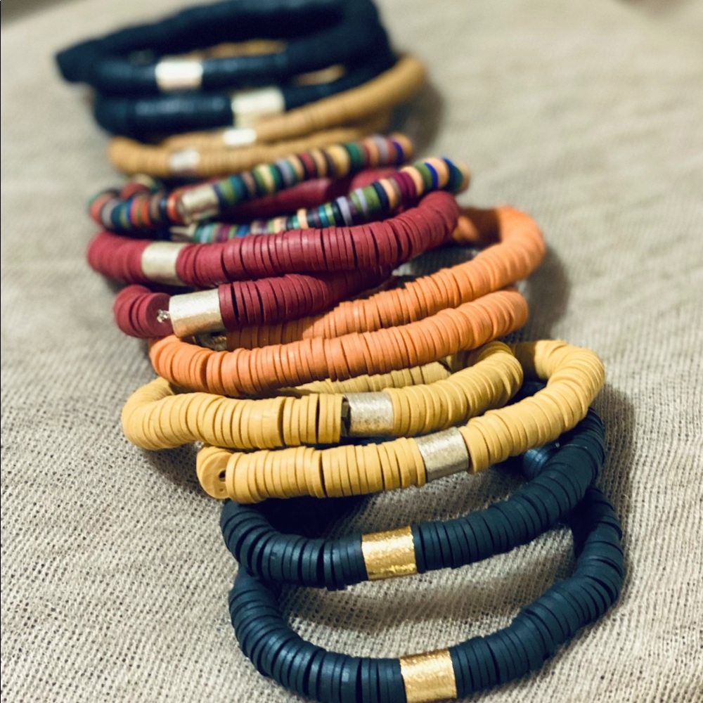 Boho-Chic Bead Disc Bracelet Stacking Set x14